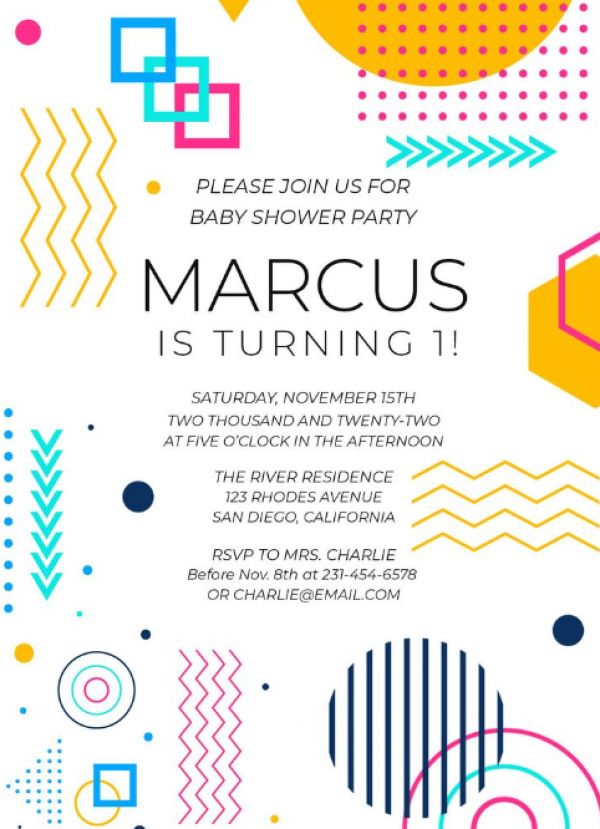 Desain undangan dengan motif pola geometris